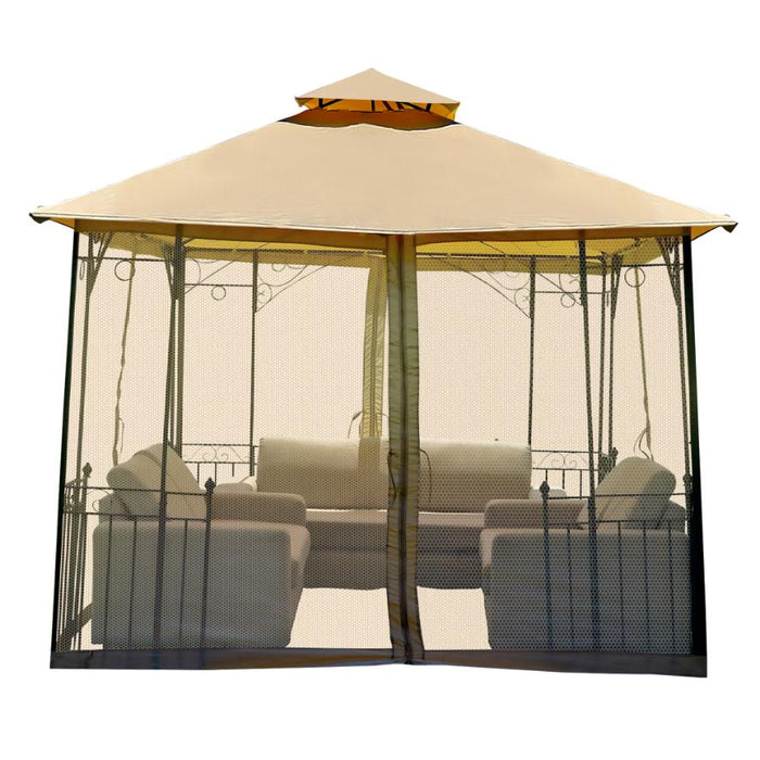 7 star DECOR Outdoor Waterproof Gazebo Pergola Tents, Metal Frame Two Tiled Top, Polyester Fabric Canopy, Adjustable Netting For Garden Backyard, Lawn, Color Beige