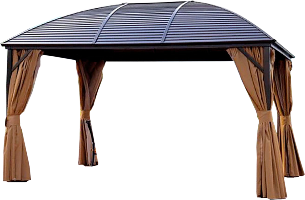10x12 Ft Heavy Duty Gazebo Canopy Outdoor Waterproof Pergola Hard Curve Top Party Tents, Metal Frame, Water-Resistant