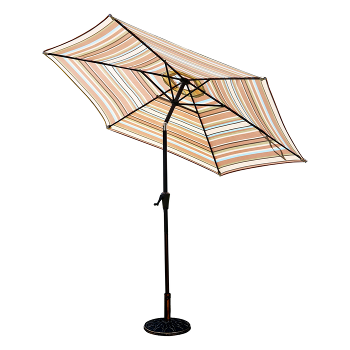 Center Pole Striped Umbrella For Outdoor at Garden, Terrace, Cafe, Lawn, Beach, Event and Others | Waterproof, Portable and Durable (Beige)