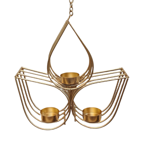 Gold Metal Hanging Candle Stand For Decor