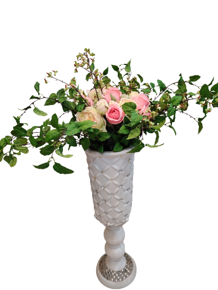 White Plastic Flowers Pot For Decor Prospective