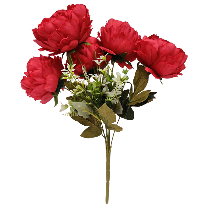Artificial Peony Flower For Various Decor Prospective , Color Red,