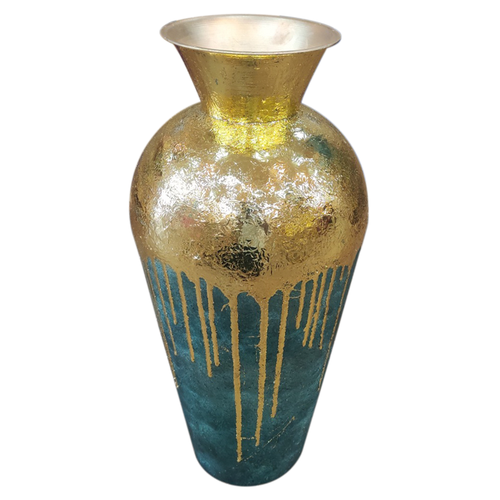 Green With Gold Copper Vase For Decor