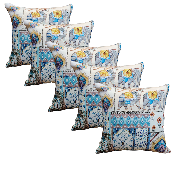 Floral Print Fabric Cushion Covers | Set Of 5 Pcs
