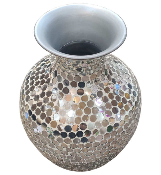 Silver Tafand Glass Flower Pot For Decor