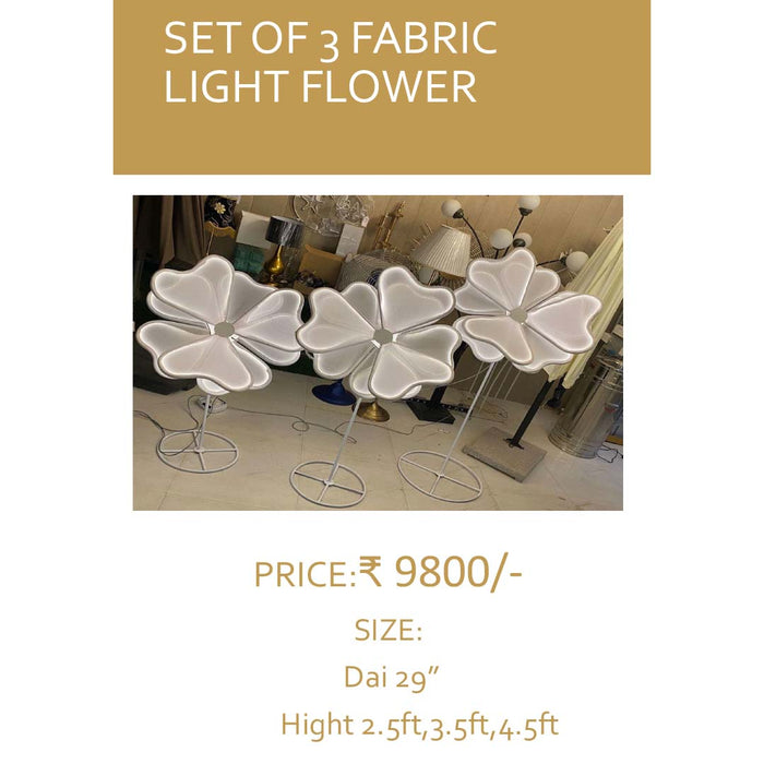 Set Of 3 Fabric Light Flower Stand For Decor at Wedding, Event and Party Ceremony