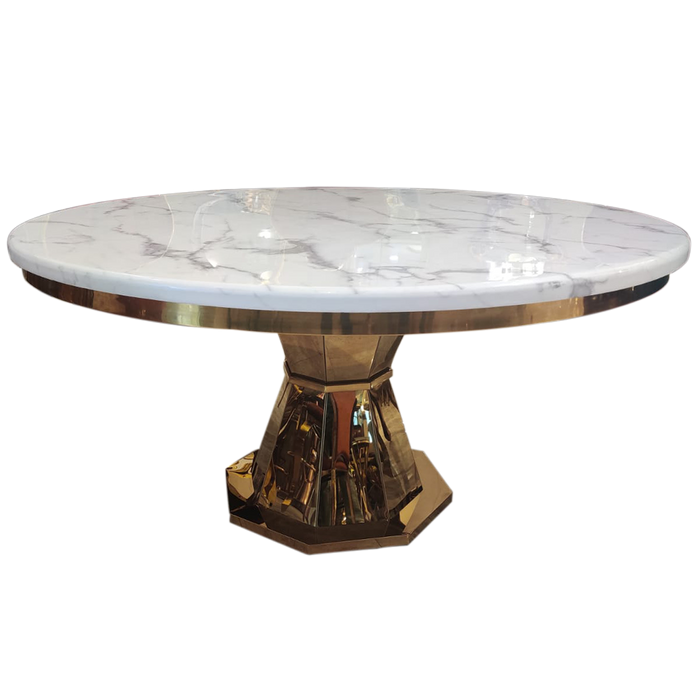 White With Gold Rounded Dining Table For Decor & Event
