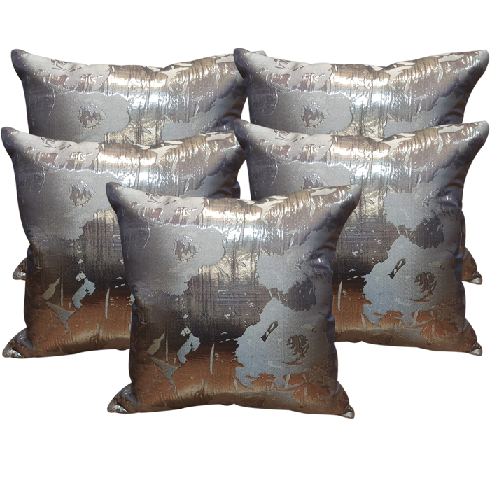 Foil Print Fabric Cushion Covers | Set Of 5 Pcs