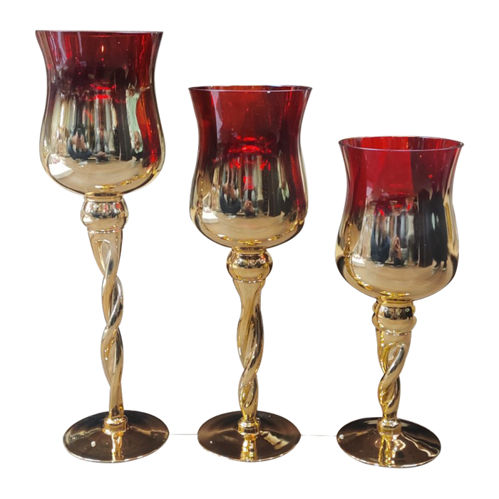 Candle Glass Holder For Decor | Set Of 3 Pcs