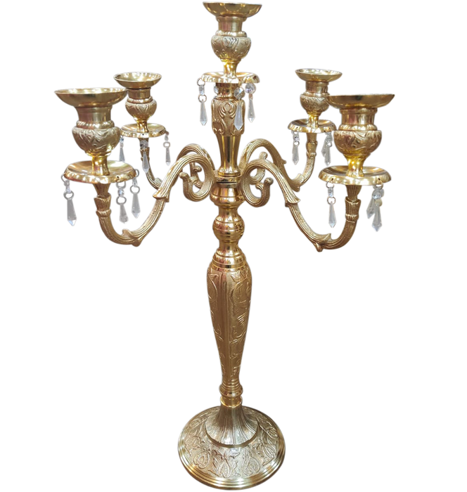 Gold Embossed Candelabra With 5 Arms
