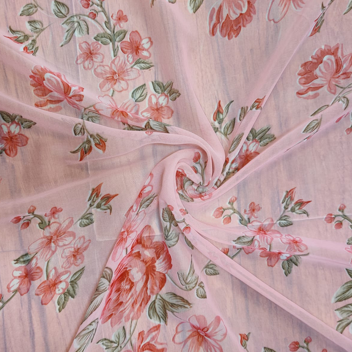 Georgette Floral Print Fabric For Decor