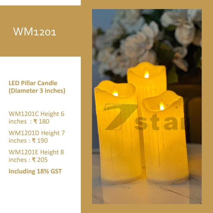 Gold LED Pillar Candle For Decor at Living Room, Bedroom and Other Ones