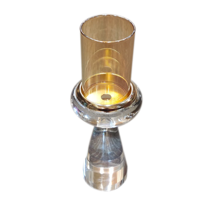 White With Gold Glass Metal Candle Holder For Decor | Set Of 3 Pcs