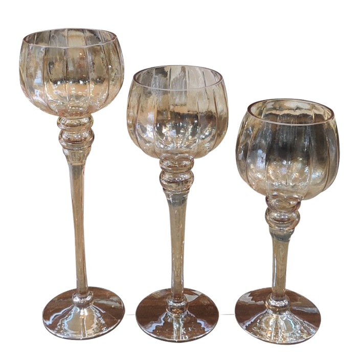 Candle Glass Holder For Decor at Wedding, Banquet and Party Ceremony | Set Of 3 Pcs