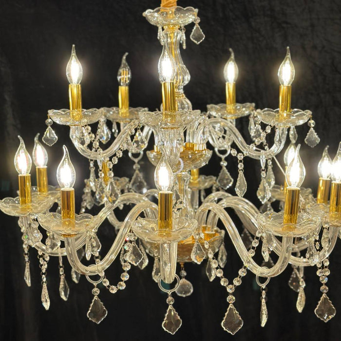 White With Gold Crystal Chandelier For Home, Event and Wedding Decor