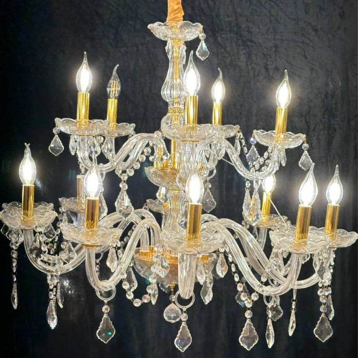 White With Gold Crystal Chandelier For Home, Event and Wedding Decor