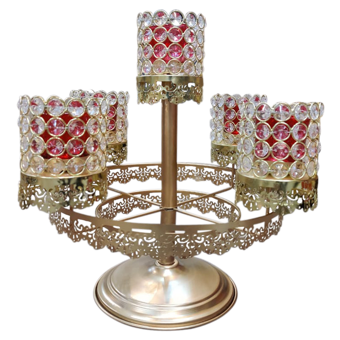 Gold Crystal Glass Stand For Decor and Event