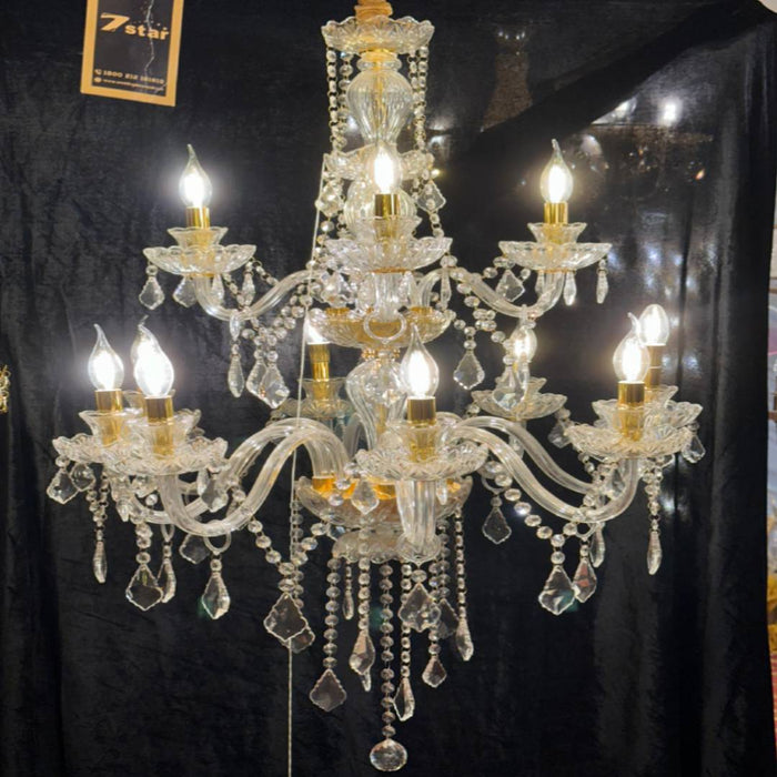 White With Gold Crystal Hanging Chandelier For All Kinds Of Indoor and Outdoor Decor