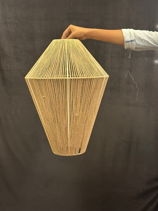 7 star DECOR Handcrafted Jute Rope Pendant Light for Home Decor | Modern Hexagon Hanging Lamp Shade | Boho Ceiling Light for Living Room & Dining Area (Natural Beige)