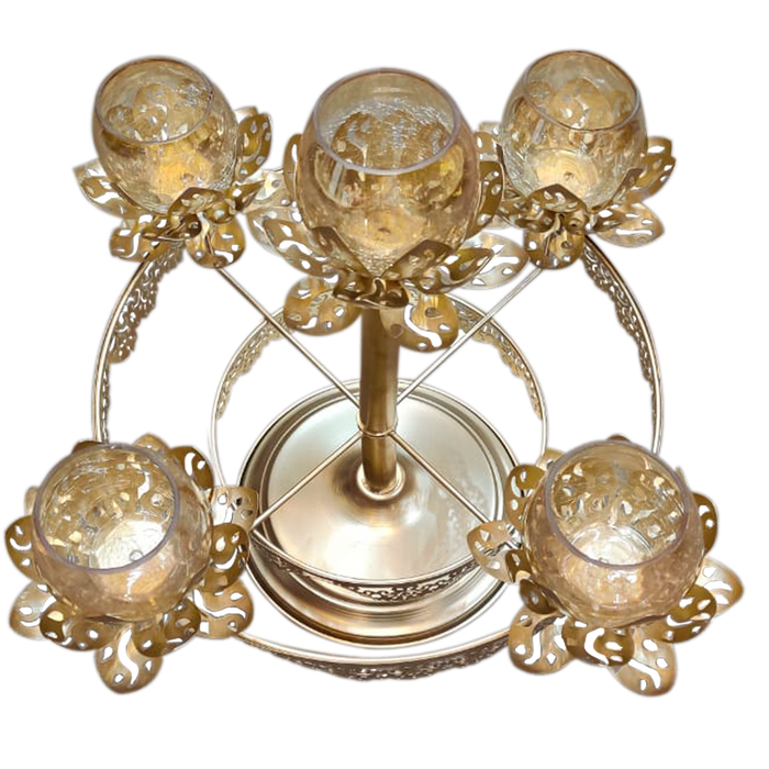 Gold Lotus Glass Stand For Decor