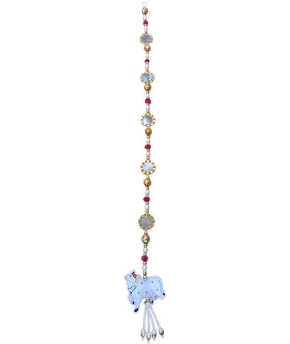 White With Gold Nandi Hanging For Decor at Wedding, Houses, Event and Others