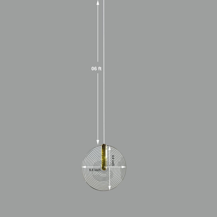 7 star DECOR Modern Circular Pendant Light Chandelier, Acrylic Disc Design, Gold Metal Accents, Multiple Hanging Lights