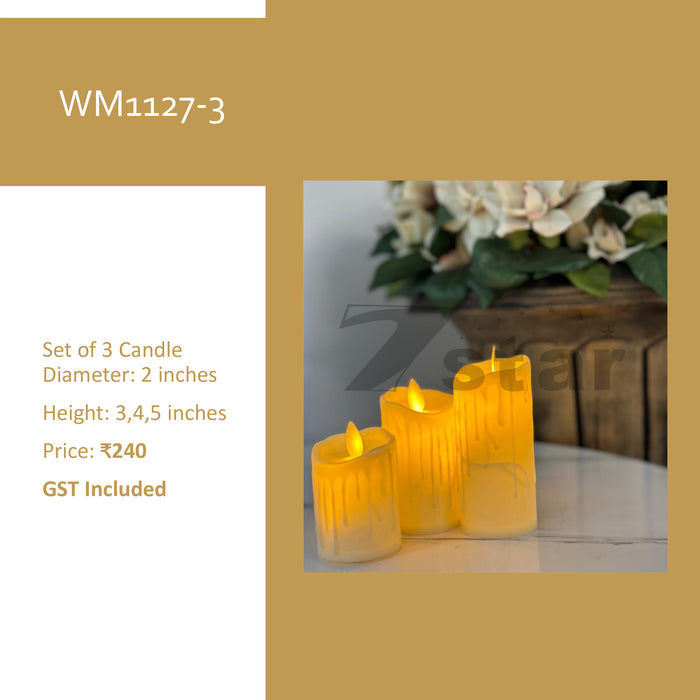 Gold Dripping Candle For Decor and Event | Set Of 3 Pcs