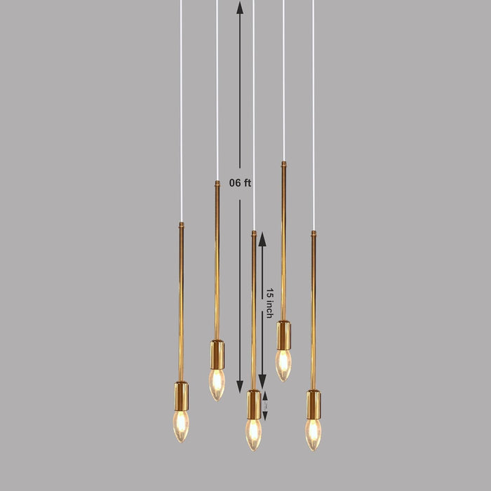 7 star DECOR Modern LED Rod Chandelier | 10-Light Gold Pendant Hanging Ceiling Lamp | Luxury Minimalist Lighting Fixture for Living Room, Dining Room, Wedding & Event Decoration