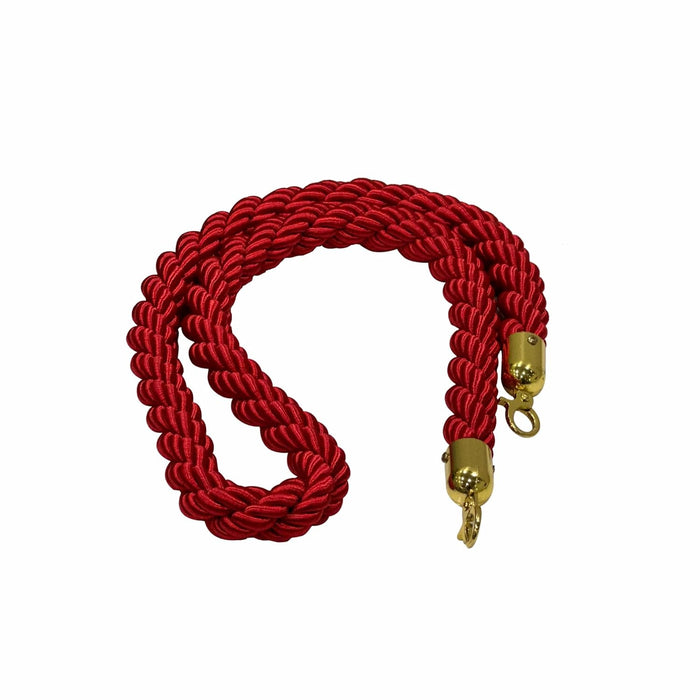 7 star DECOR 1.5m Braided Nylon Twisted Queue Manager Barrier Rope with Golden Knobs (GOLD)