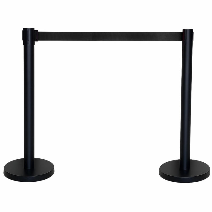7 star DECOR Commercial Black Queue Manager Barrier with Red Retratable 5ft Belt (Set of 2 Poles) (RED BELT)