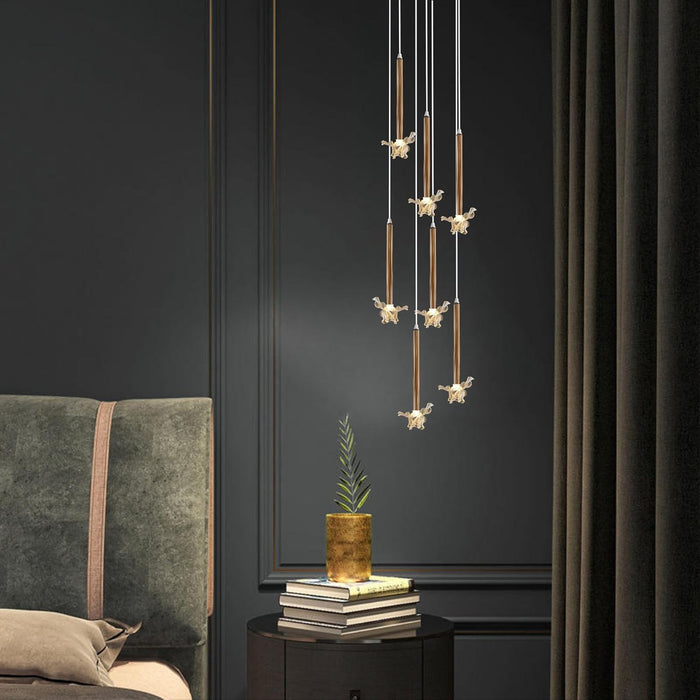 7 star DECOR Modern LED Crystal Pendant Lights | Decorative Hanging Ceiling Lamps | Multi-Light Chandelier for Home, Living Room, Wedding, Events & Party Decor