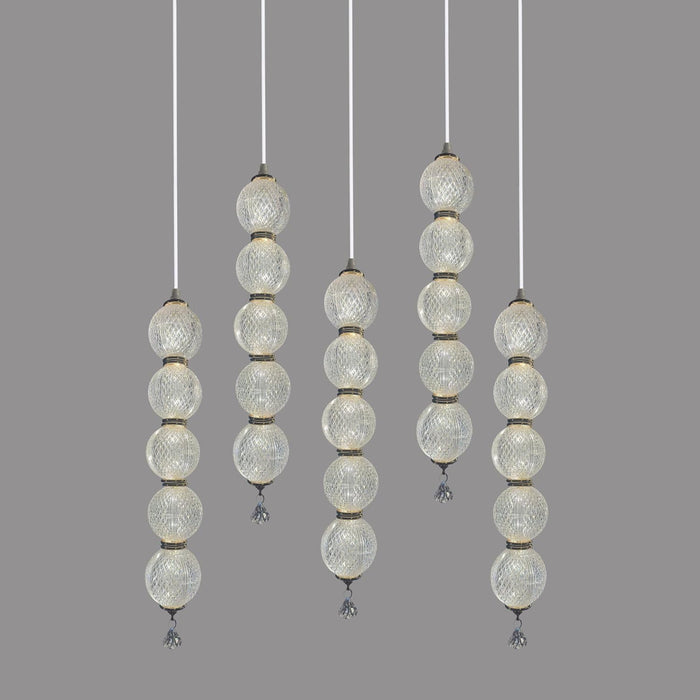 7 star DECOR Modern Glass Ball Pendant Light Chandelier, 5-Light Cascading Cluster, Crystal Hanging Lights for Living Room