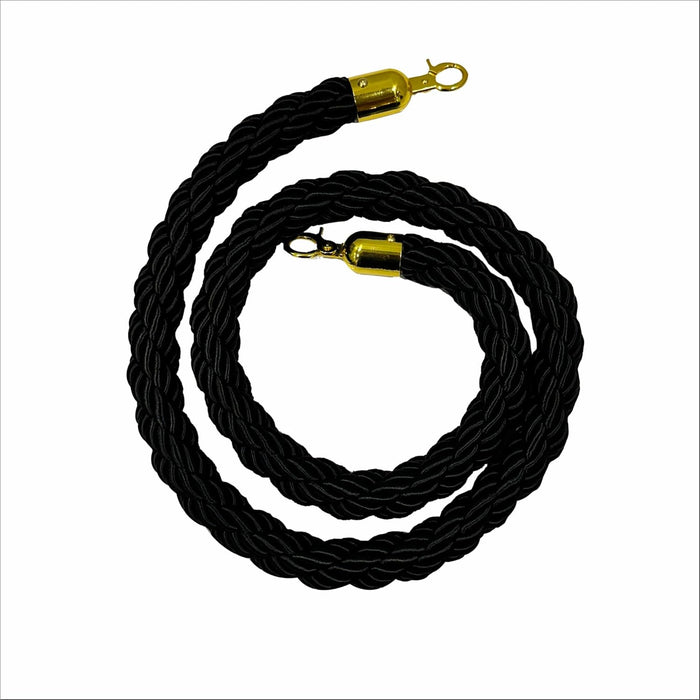 7 star DECOR 1.5m Braided Nylon Twisted Queue Manager Barrier Rope with Golden Knobs (GOLD)
