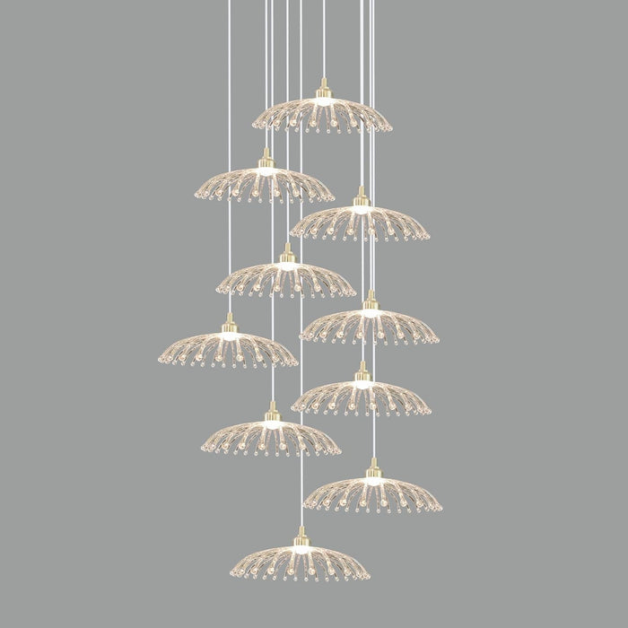 7 star DECOR Modern Crystal Chandelier Pendant Light Fixture | 10-Light Cascading Hanging Lamp with Gold Finish | Elegant Ceiling Light for Living Room, Bedroom, Wedding & Event Decor