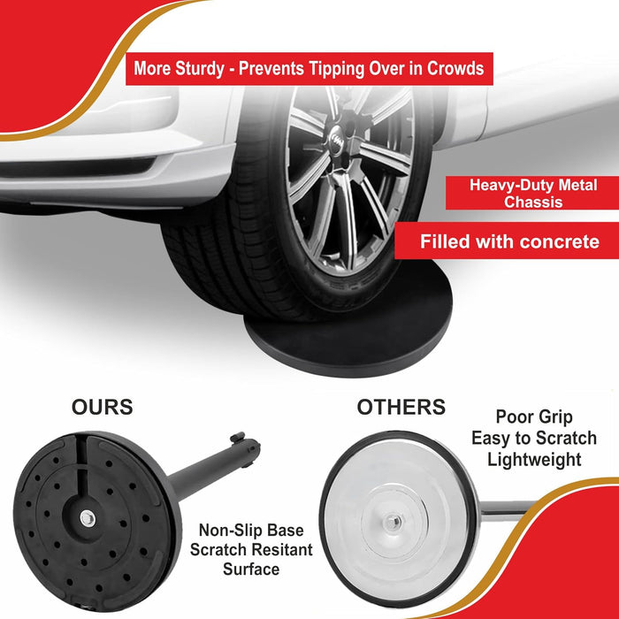 7 star DECOR Commercial Black Queue Manager Barrier with Red Retratable 5ft Belt (Set of 2 Poles) (RED BELT)