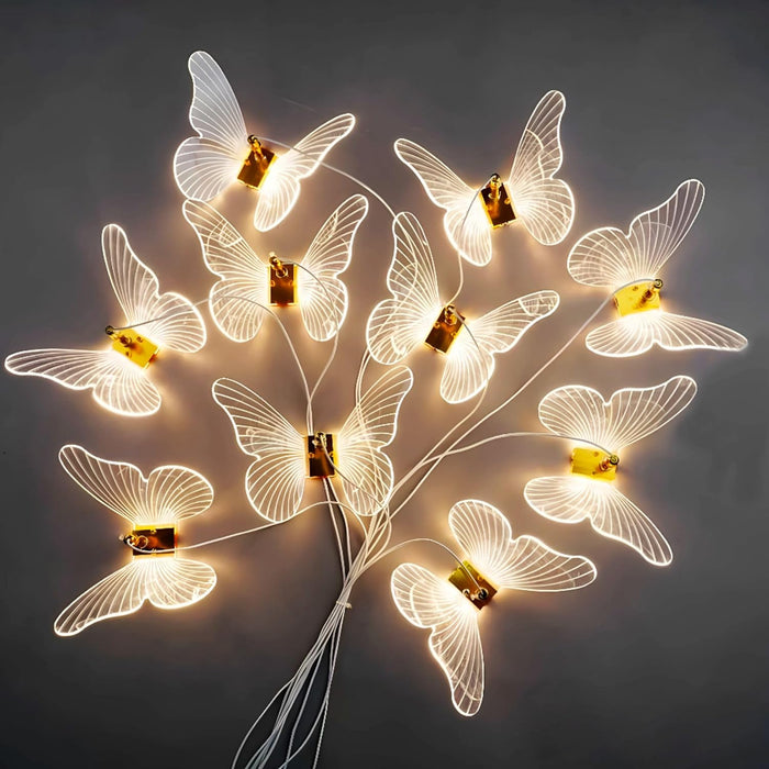 7 star DECOR Butterfly LED Pendant Lights, Set of 10, Modern Chandelier with White Wings and Gold Accents