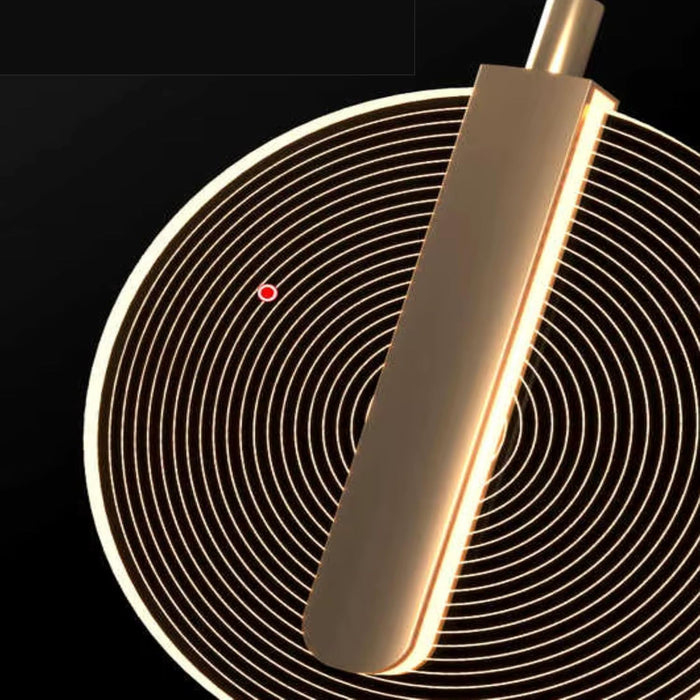 7 star DECOR Modern Circular Pendant Light Chandelier, Acrylic Disc Design, Gold Metal Accents, Multiple Hanging Lights