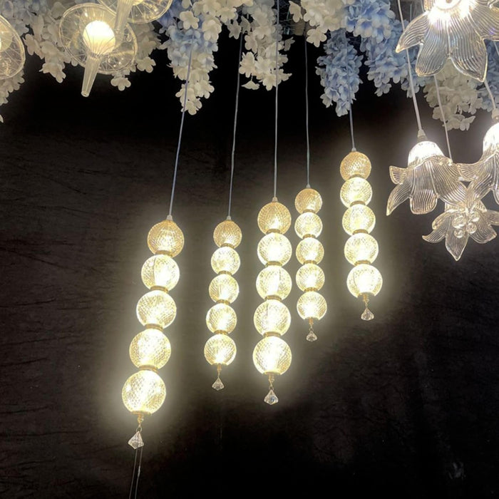 7 star DECOR Modern Glass Ball Pendant Light Chandelier, 5-Light Cascading Cluster, Crystal Hanging Lights for Living Room