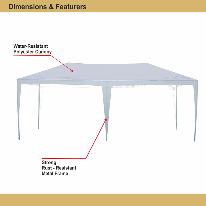10x20 Ft Outdoor Waterproof Shade Heavy Duty Patio Gazebo Pergola Tent For Wedding, Party, Camping and Others, Water-Resistant, (White)