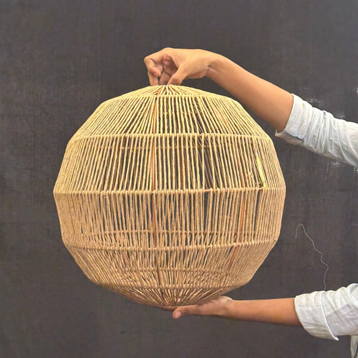 7 star DECOR Handcrafted Natural Rope Pendant Light | Boho Hanging Lamp Shade for Home Decor | Wicker Style Jute Ceiling Light for Living Room, Bedroom & Cafe