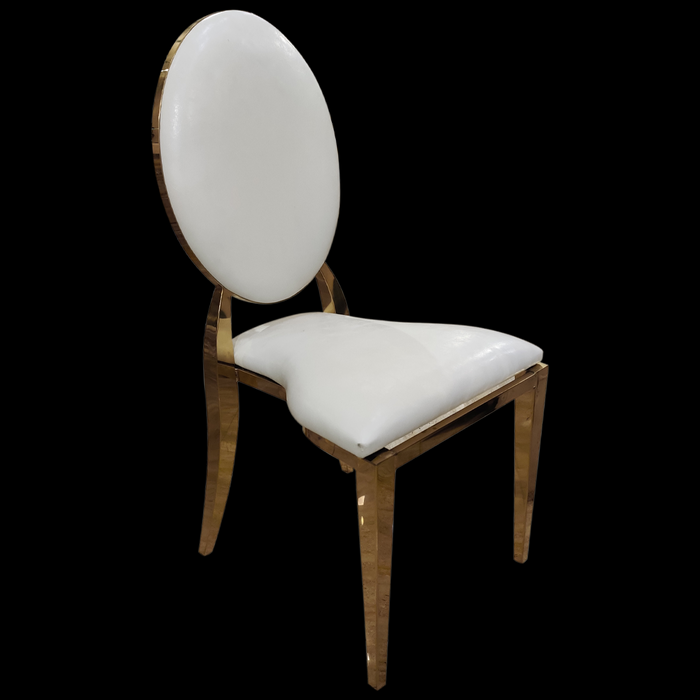 White With Gold Stainless Steel Dining Chair For Decor