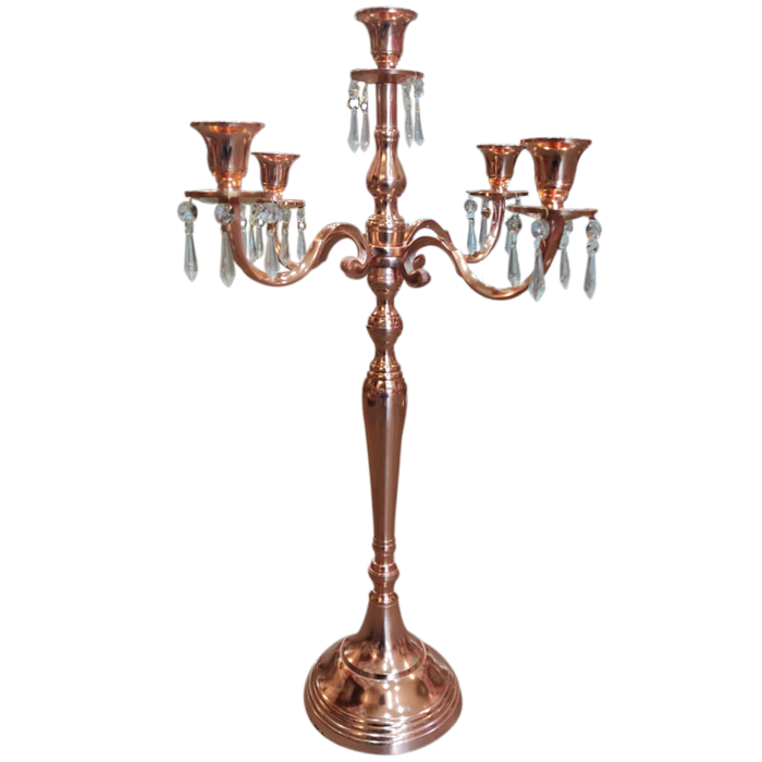 Rose Gold Embossed Candelabra With 5 Arms