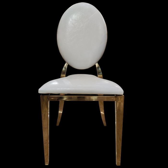 White With Gold Stainless Steel Dining Chair For Decor