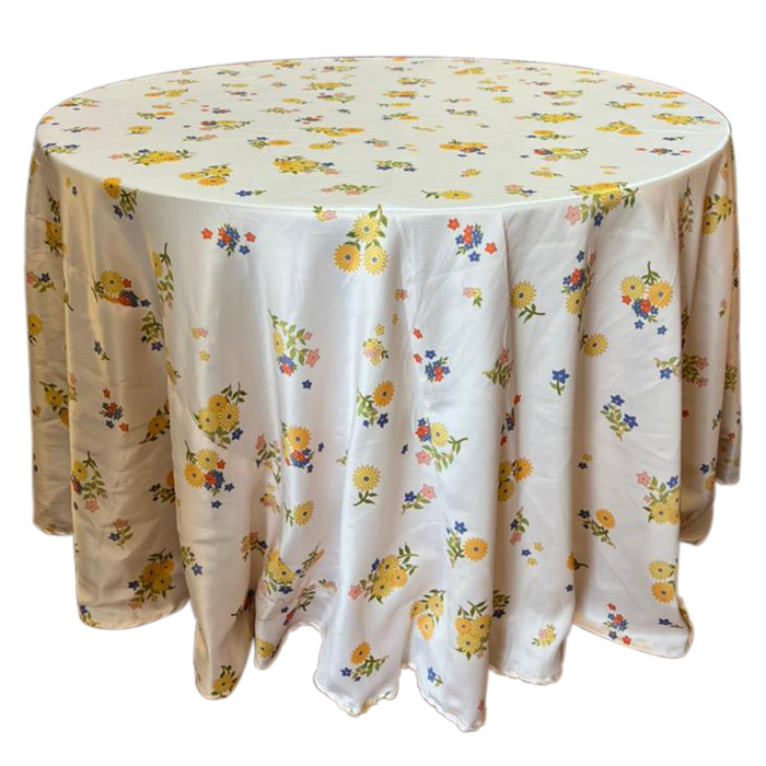 Whiteout Digital Print Rounded Table Cover For Decor