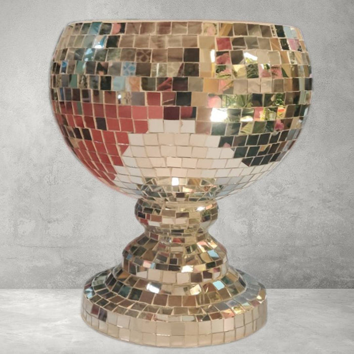 Handmade Fiberglass Mirror Mosaic Pot For Decor Prospective