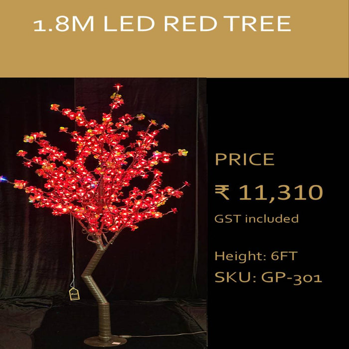 LED Red Tree | Suitable For Indoor and Outdoor Decor at Event, Wedding and Banquet | Height: 1.8 Meter