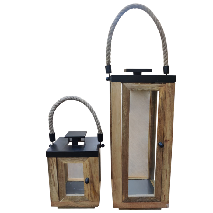 Brown Black Antique Wooden Lantern For Decor and Event