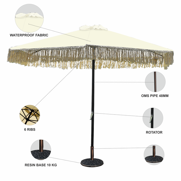 Waterproof Outdoor Umbrella, Suitable For Outdoor Decor at Garden, Toor, Event, Resort, Farmhouses, Cafe and Other Ones, Durable, (Off White)
