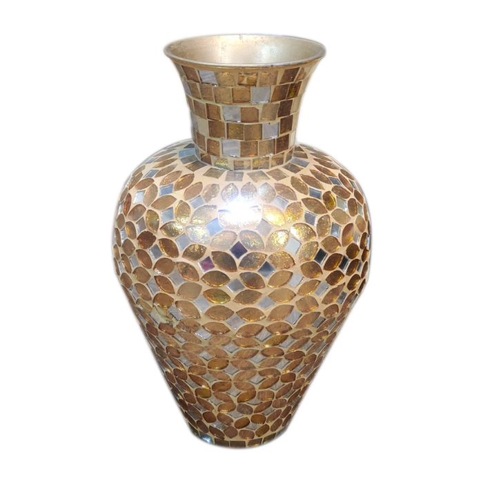 Gold Tafand Mosaic Glass Flower Pot | Perfect for Indoor and Outdoor Decor