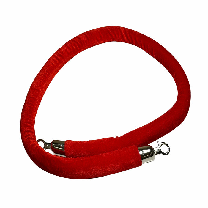 Velvet Braided Rope With Silver Knob Attached On Both Sides, Length 150 MM, Color (Red)